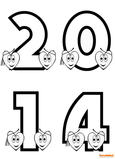 2014 à imprimer pour faire un coloriage